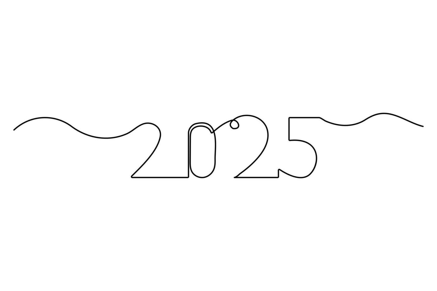 2025 continuous single line hand drawn to outline art illustration vector