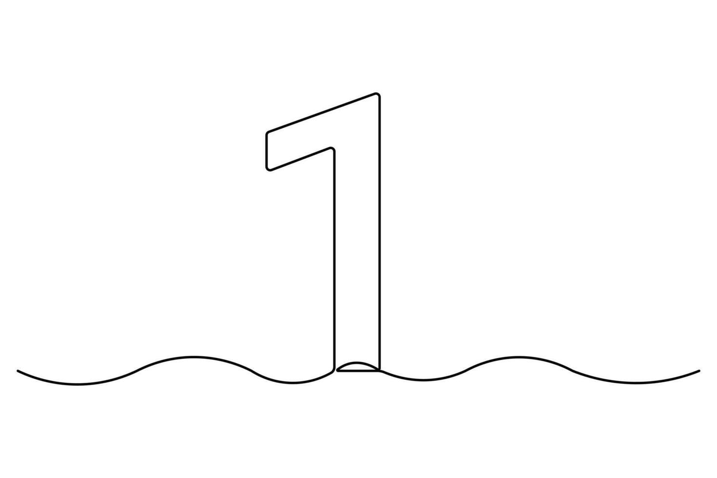 Continuous one line drawing Number 1 single line outline art illustration vector