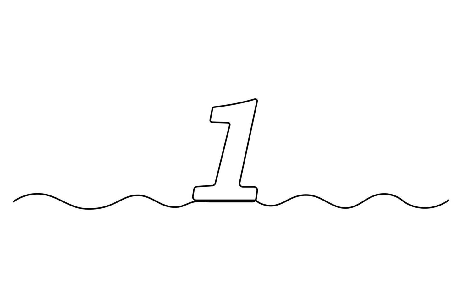 Continuous one line drawing of Number 1 symbol outline art illustration vector