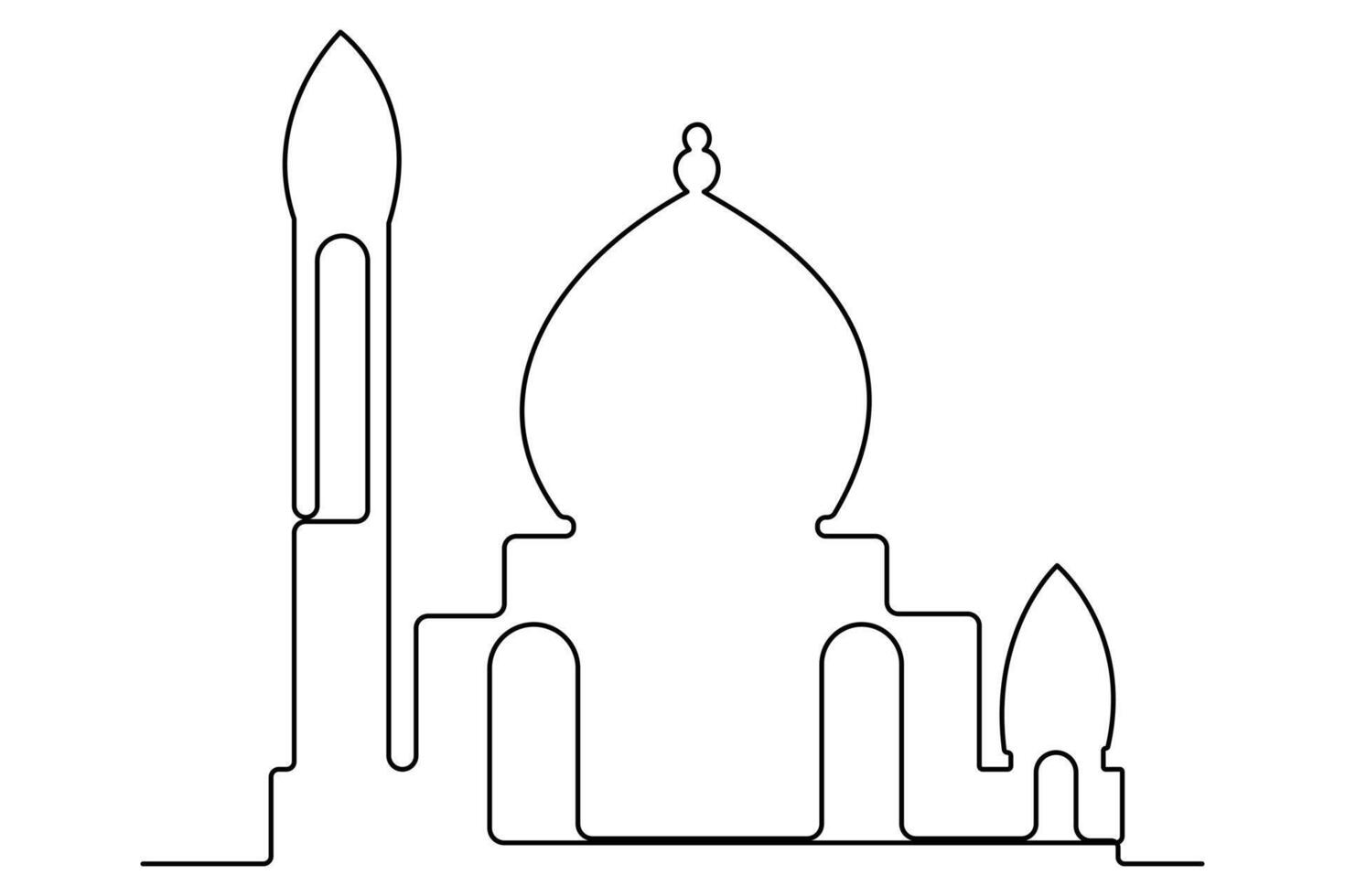 Continuous one line drawing of mosque line concept Ramadan kareem symbol minimalist design vector