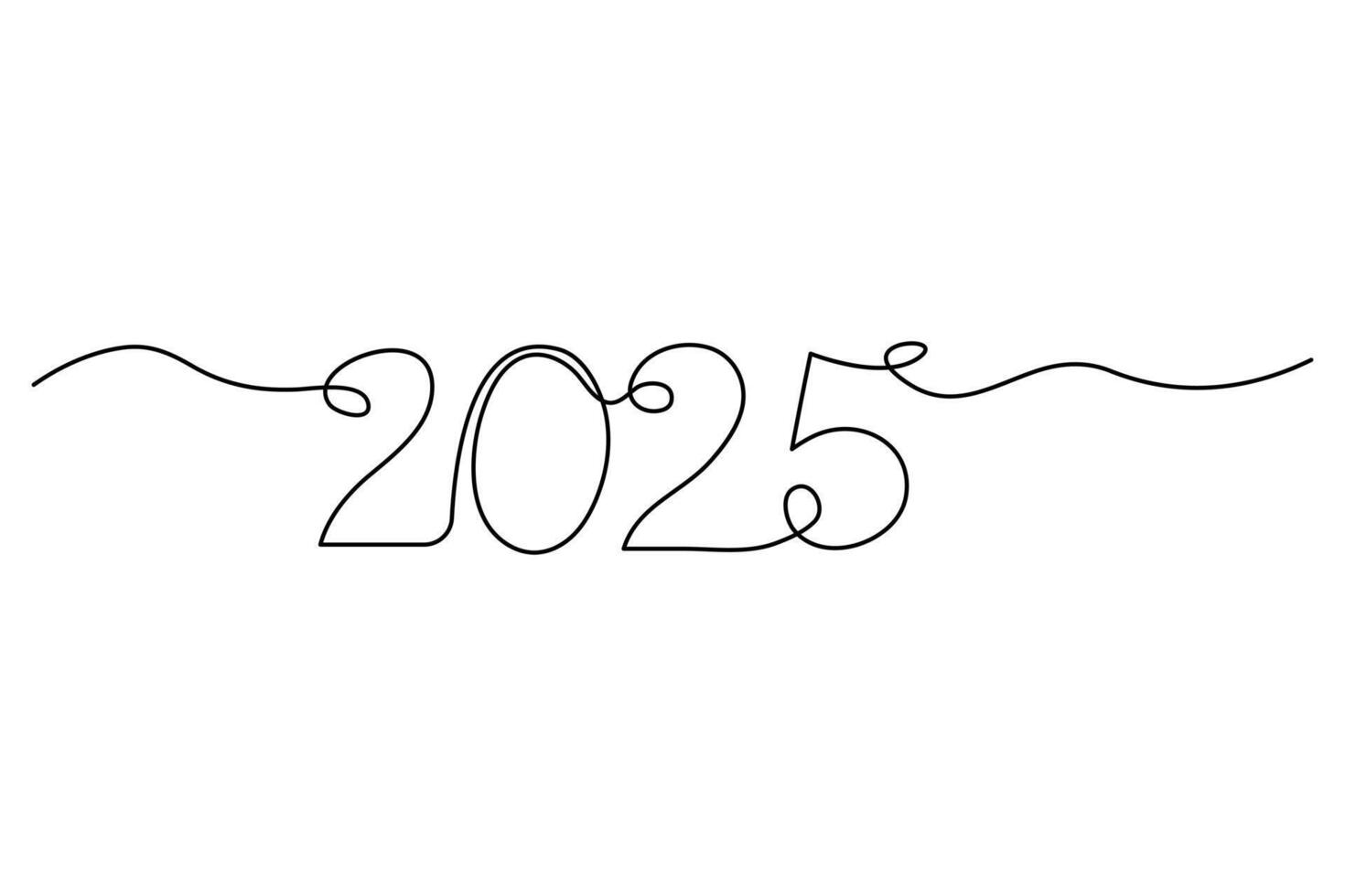Continuous one line drawing of 2025 icon art illustration vector