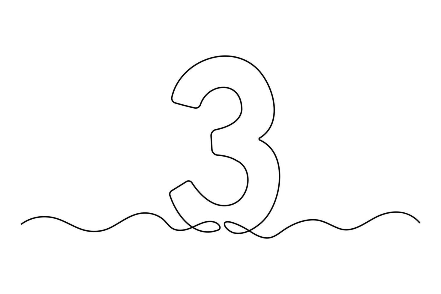 Number three continuous one line drawing of number 3. editable One line drawing of number 3 icon. illustration vector