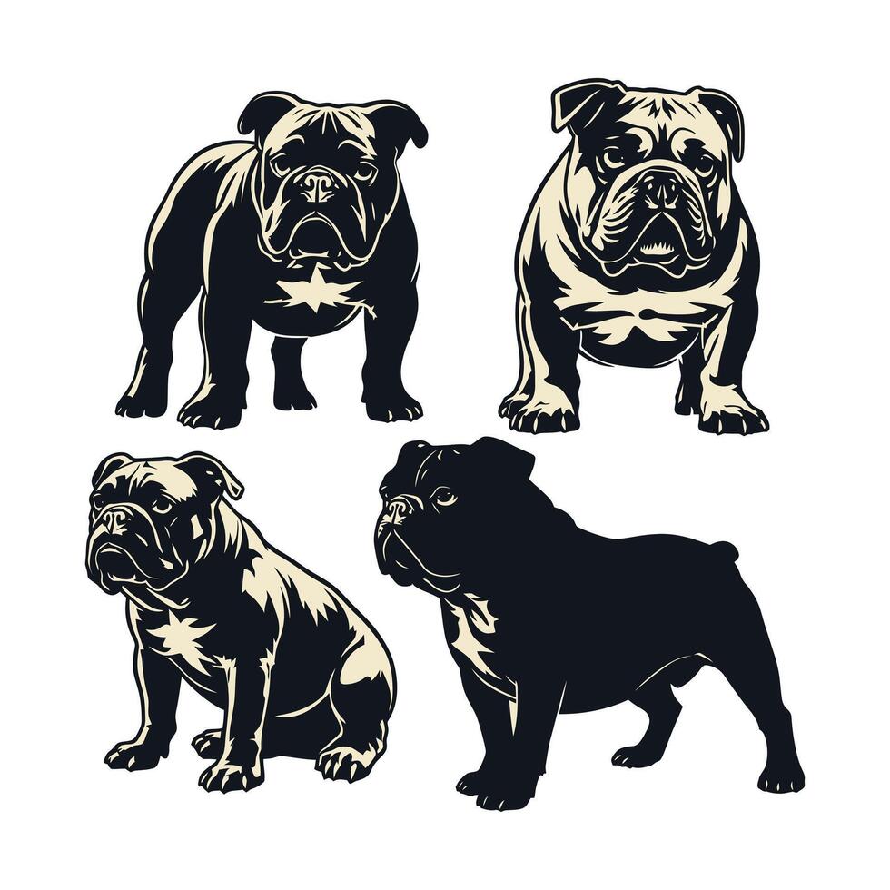 Bulldog Breed Illustration Set vector
