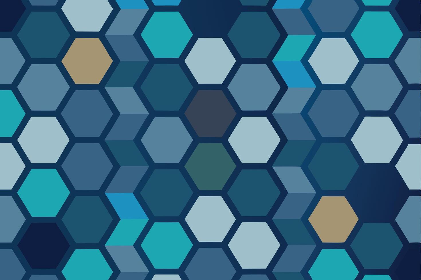 Abstract Hexagon Pattern Blue, Teal, and Beige Geometric Design vector