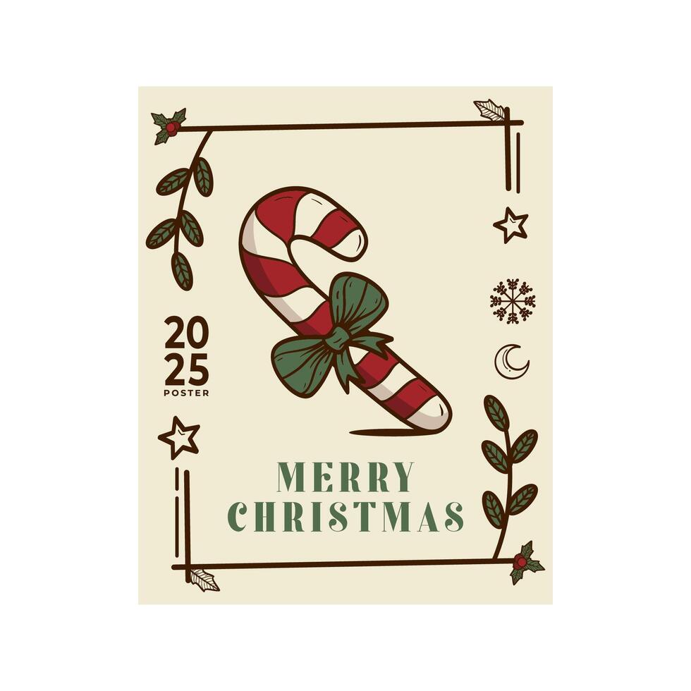 Candle Christmas Card Design Template with Decorative. Elegant Christmas Greeting Card Concept with Ornate Frame. vector