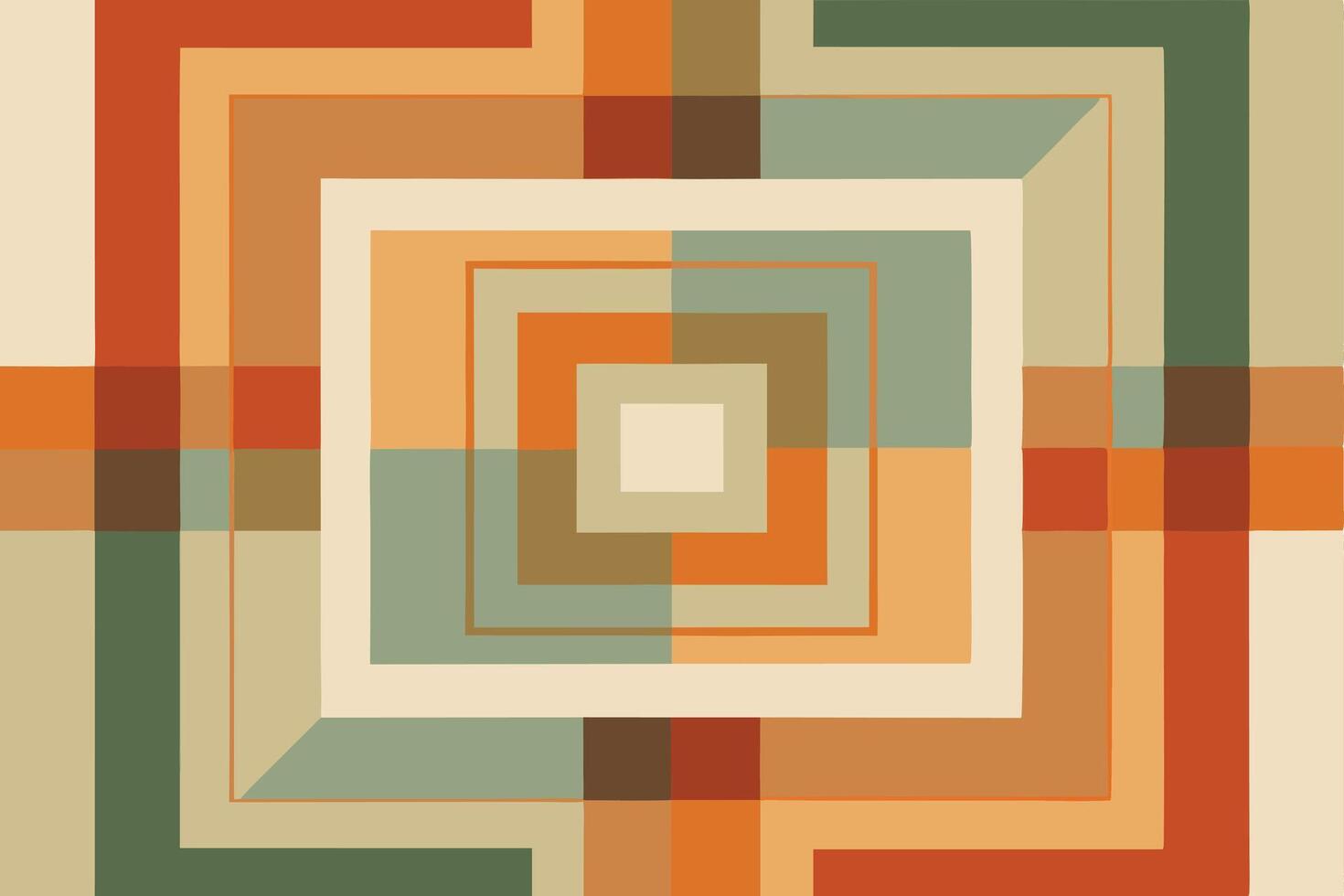 Abstract Geometric Artwork Nested Squares, Earthy Tones, Modern Design vector