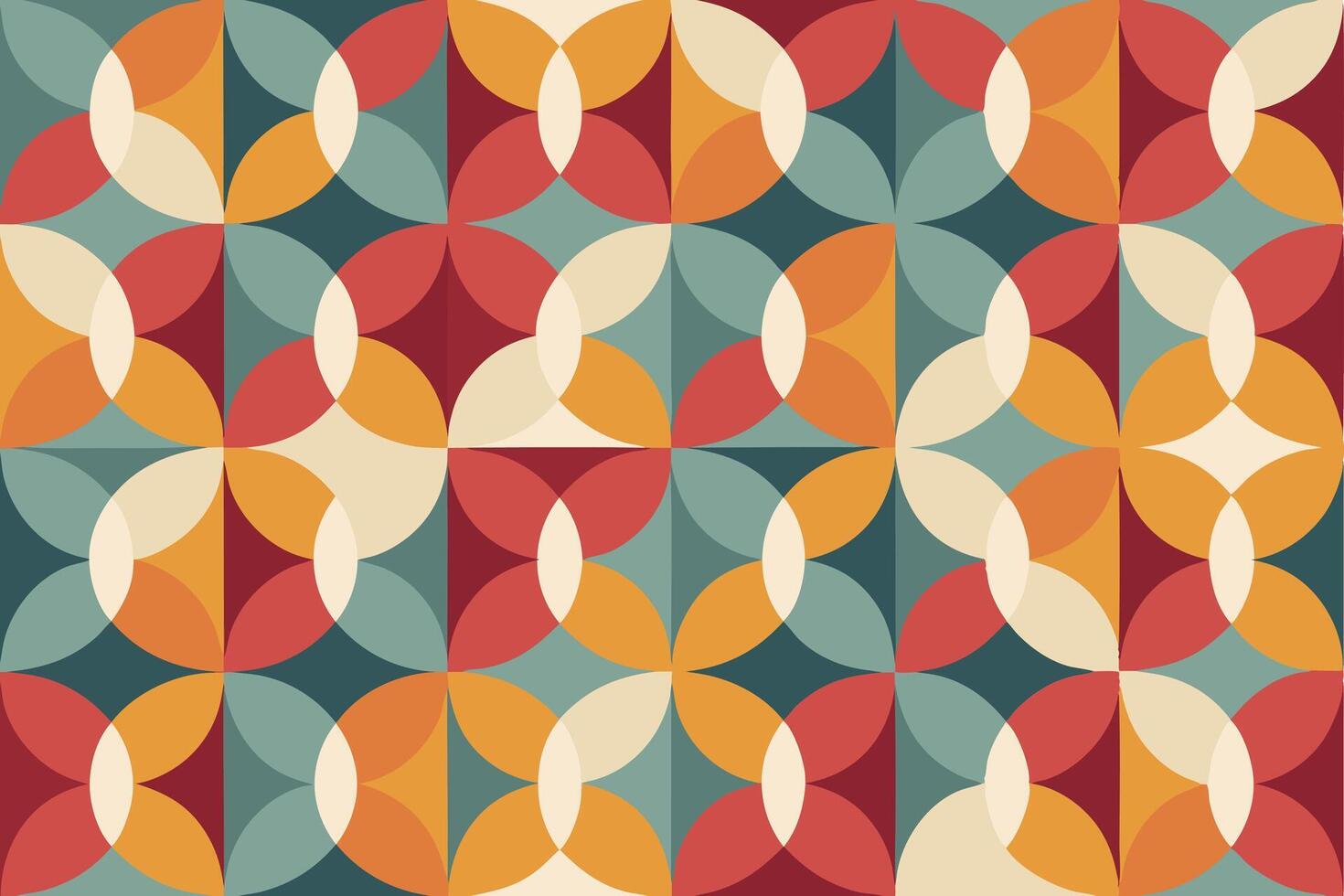 Abstract Geometric Mid Century Modern Pattern Design Circles. vector