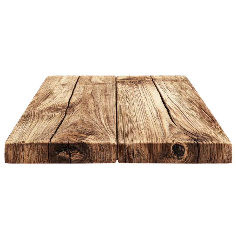 Wooden table top with wood texture for product display presentation in Transparent background, png