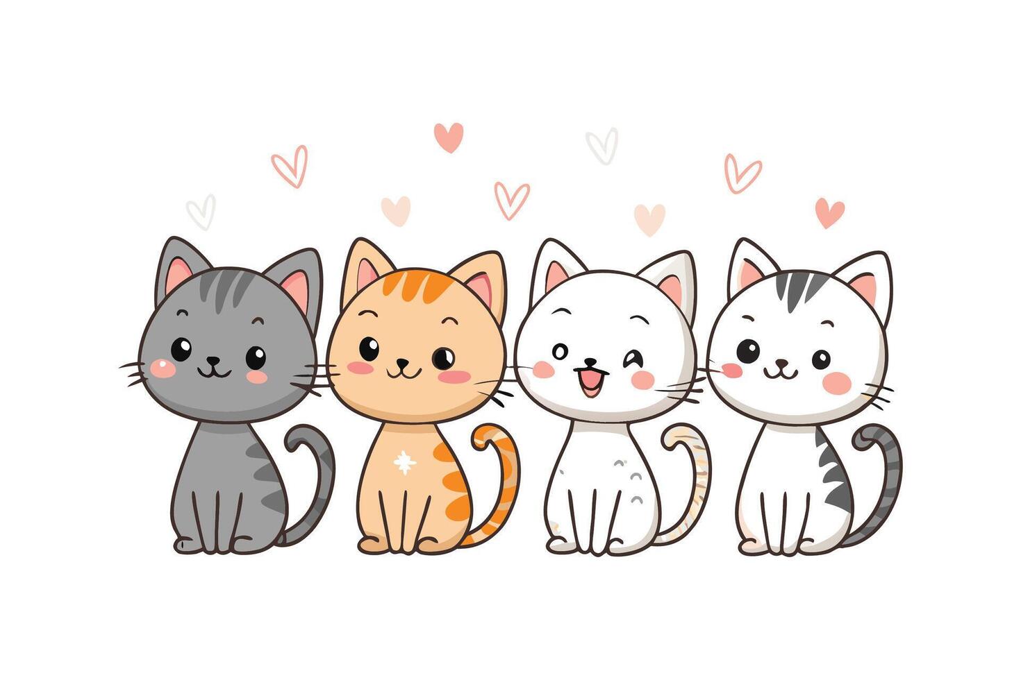 Four Feline Friends vector