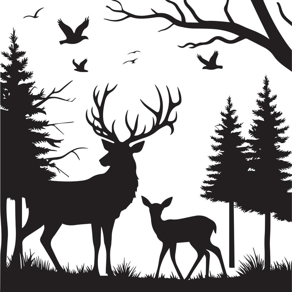 Majestic Stag Silhouette vector