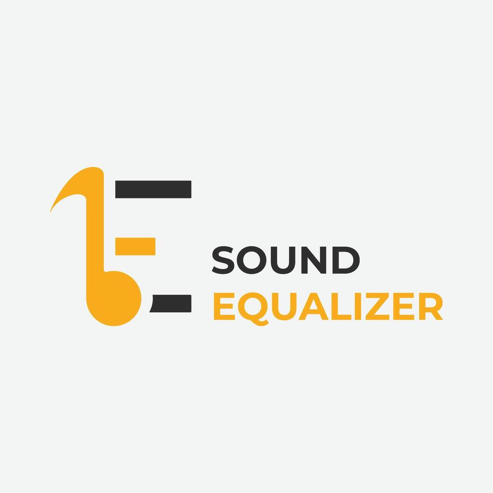sound equalizer logo with tone and letter e shape icon illustration design. vector