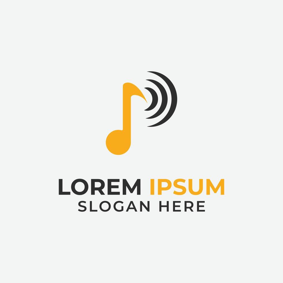 p music logo with tone and sound shape icon design. vector