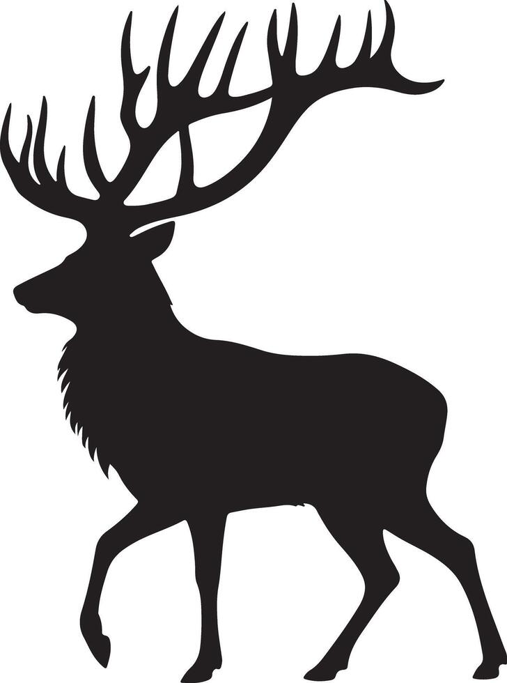 a silhouette of a stag with large antlers vector