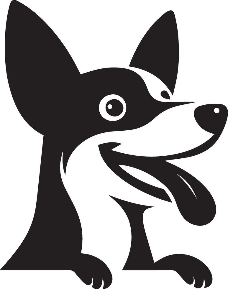 a black and white dog with its tongue out vector