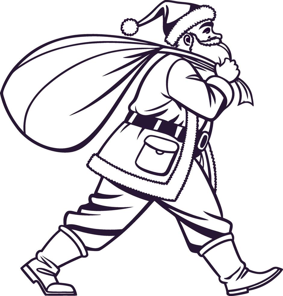 santa claus carrying a sack of gifts vector