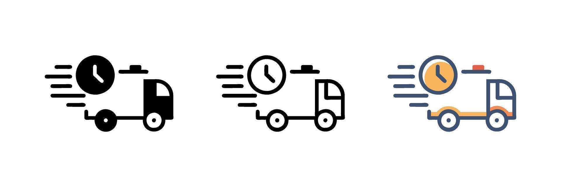 Shipping fast delivery truck with clock icon vector