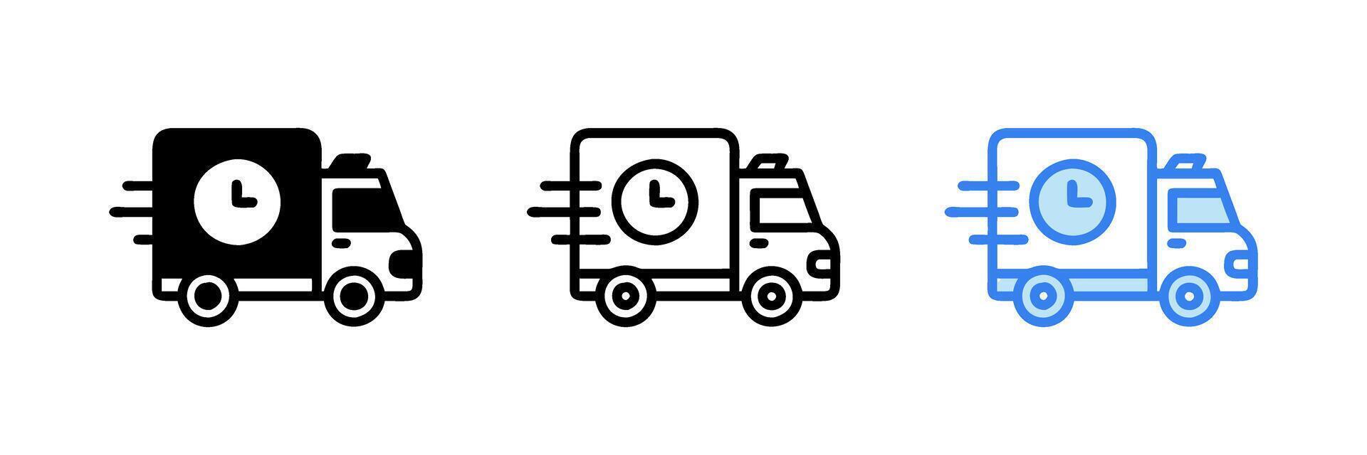 Shipping fast delivery truck with clock icon vector