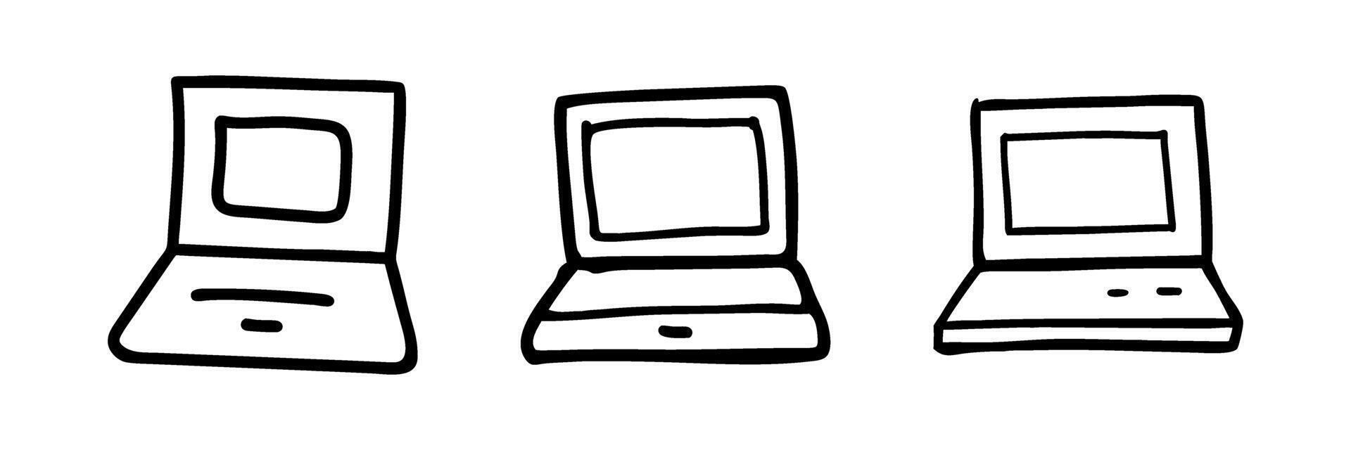 Outline drawing of laptops, symbolizing technology or work. vector