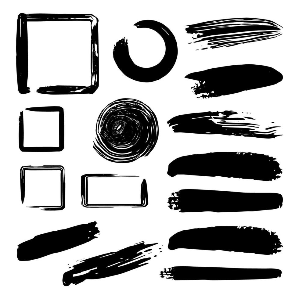abstract black brush strokes and frames for design template. vector