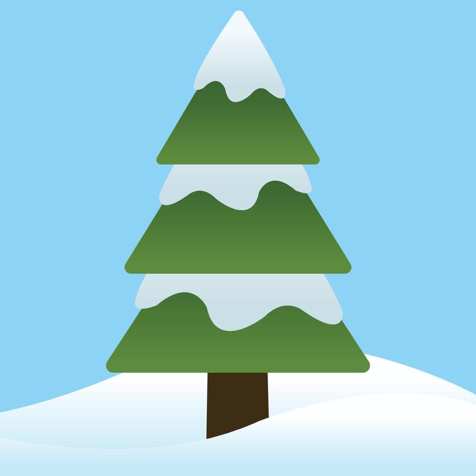Three Layers of Triangle Pine Tree Pinus with Snow for Winter Season on Blue Background vector