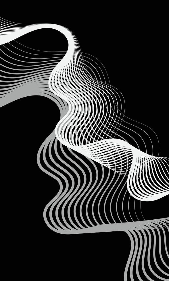 Abstract wavy curved lines dark wallpaper vector