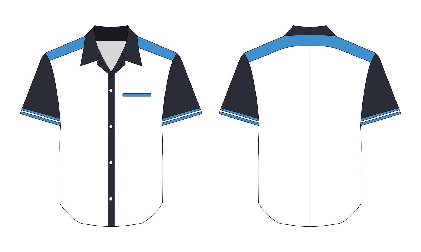 Work shirt template front back view vector