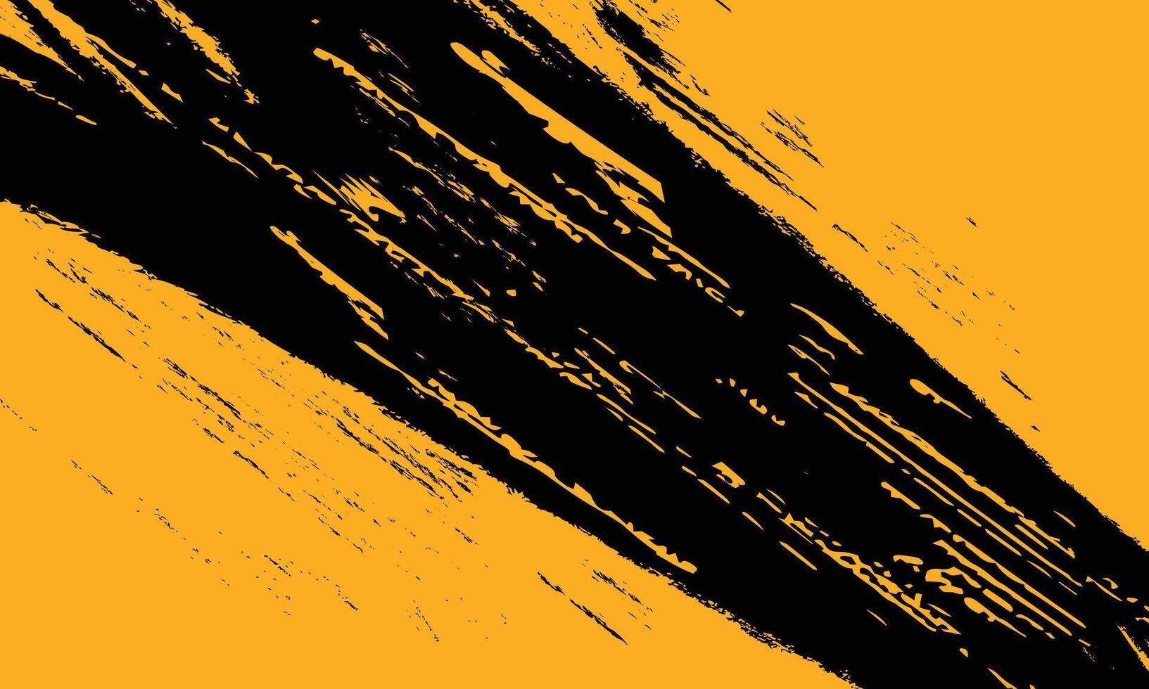 Abstract grunge brushstroke black yellow background vector