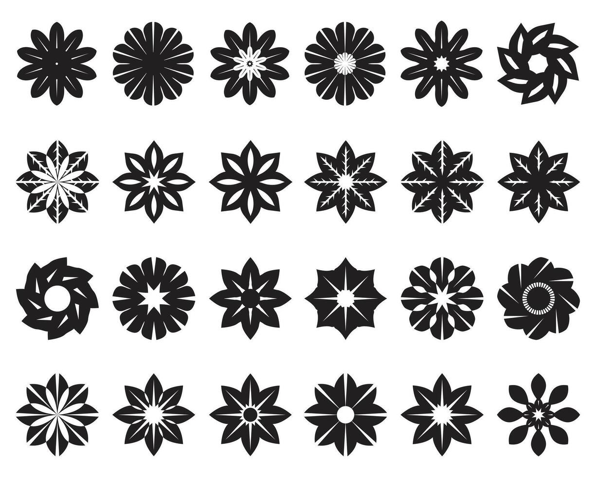 Set of different circle flower icon vector