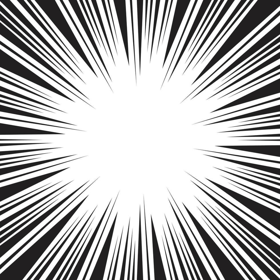 Abstract black and white radial speed lines square background vector