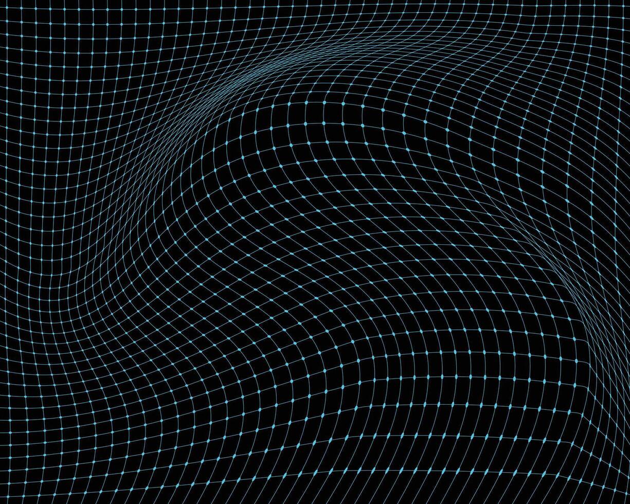Abstract wavy net outline pattern dark background vector