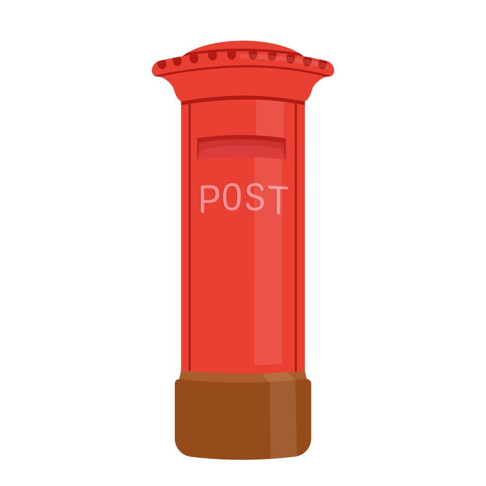 English red post box. Watercolor illustration isolated on white vector
