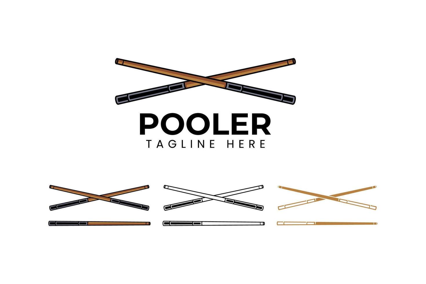 wooden stick billiard crossed logo design. brown cue pool crossed element design. modern stick snooker crossed icon illustration logo for billiard sport club and tournament vector
