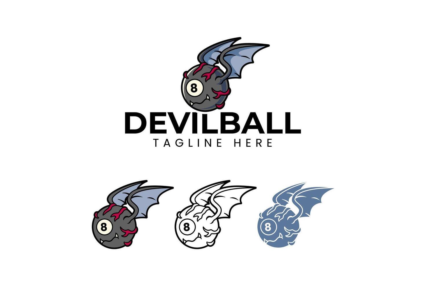devil bat with billiard ball and wing logo design. eye ball snooker with bat wings modern element design. eye pool ball with bat wings icon illustration logo for billiard sport club and tournament vector