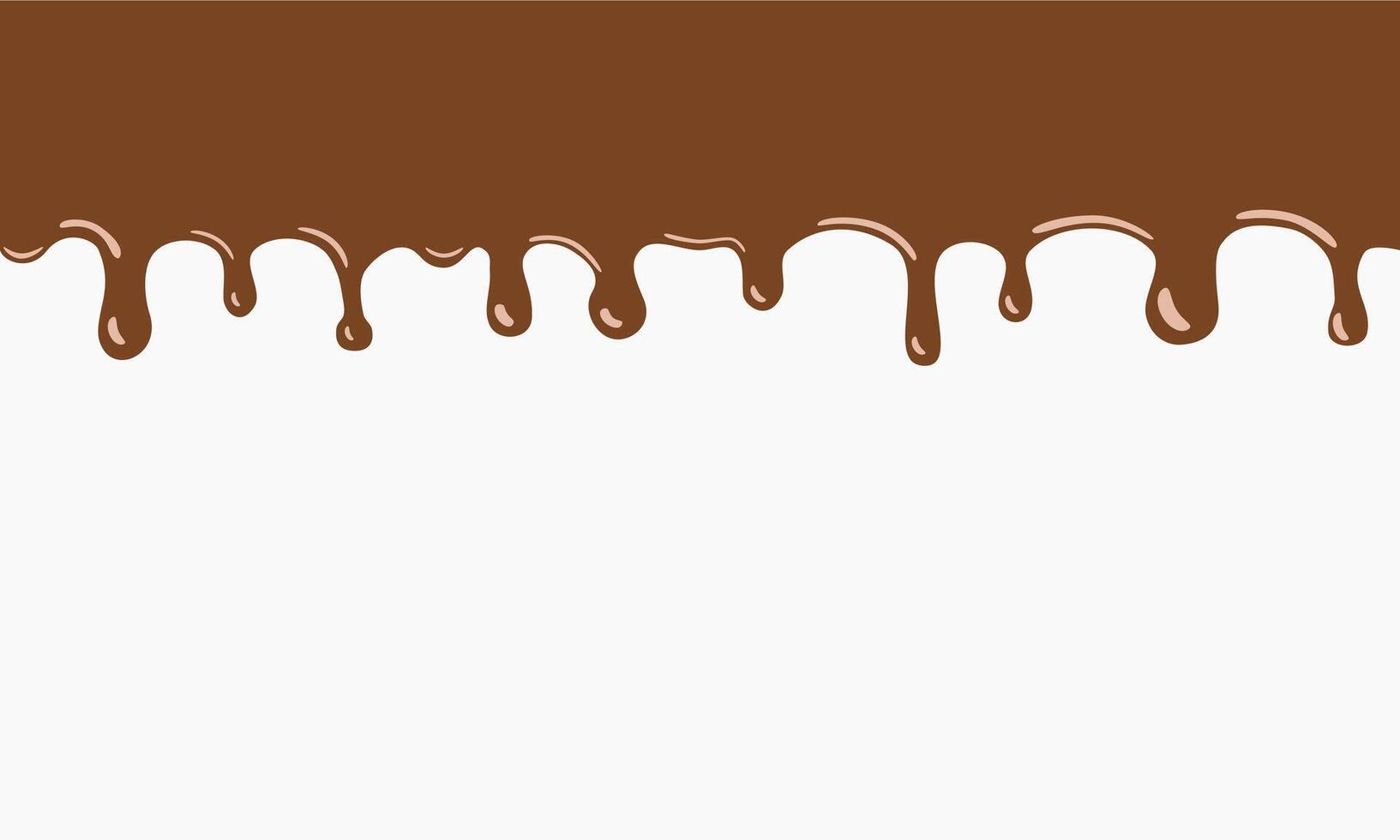 Melted chocolate dripping on white background, decorations illustration. Provided free space for writing. Suitable for food concept designs with a chocolate theme. vector
