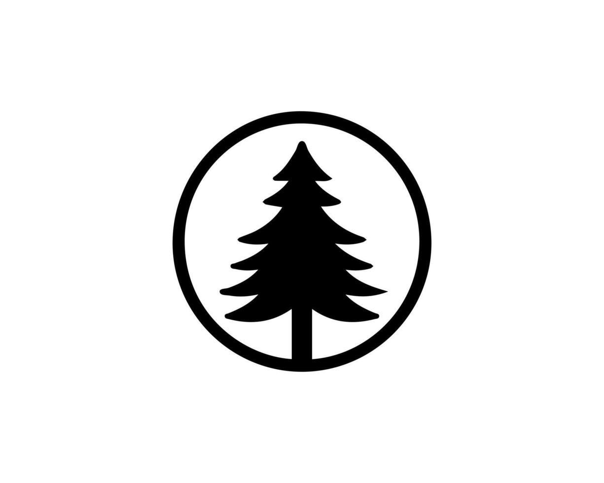A black and white logo of a pine tree vector