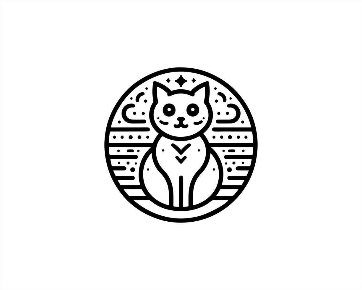 A cat is sitting in a circle with a star in the middle vector