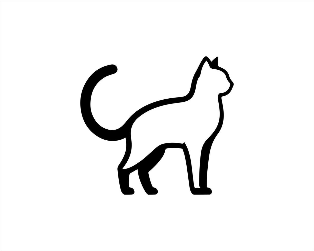 A black and white cat icon on a white background vector