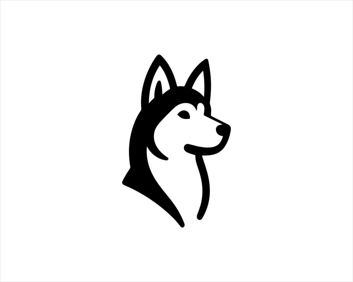 A black and white logo of a husky dog vector