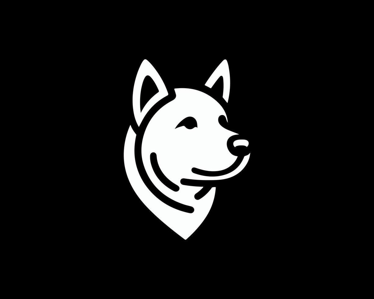 A white dog head on a black background vector