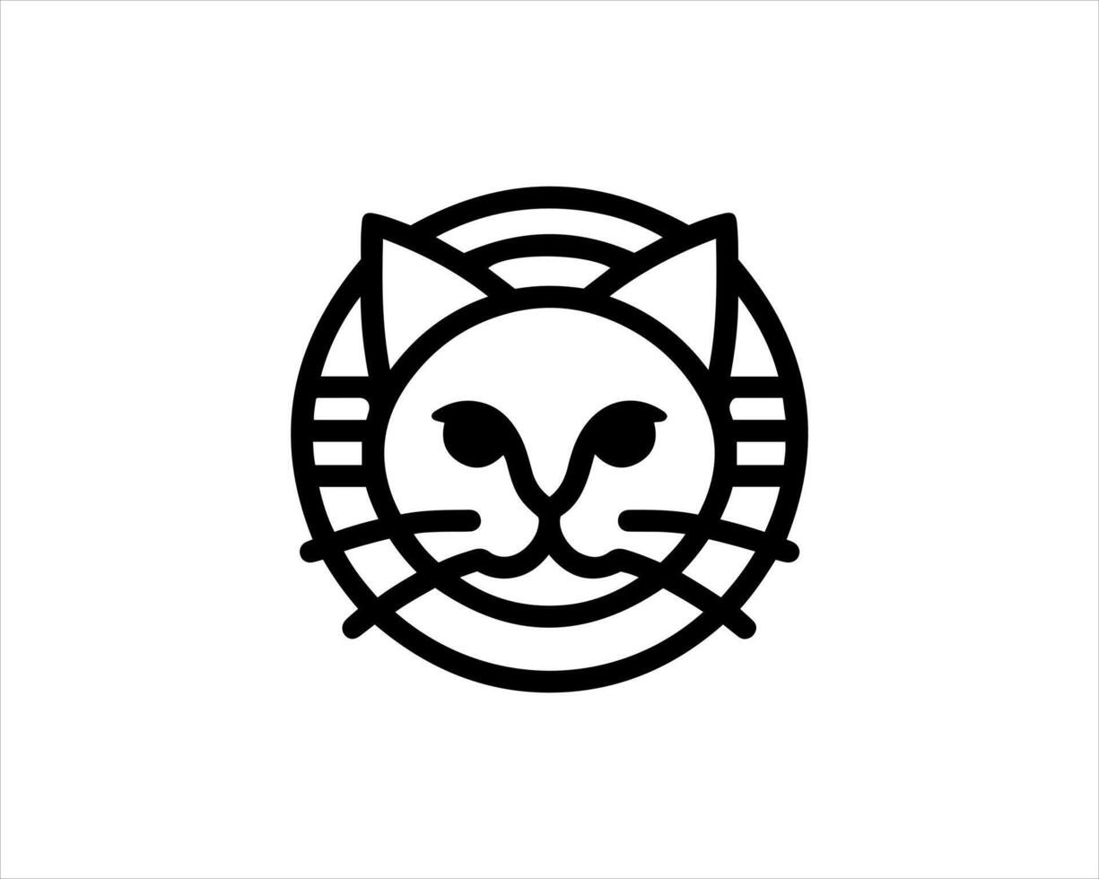 A cat logo with a circle in the middle vector