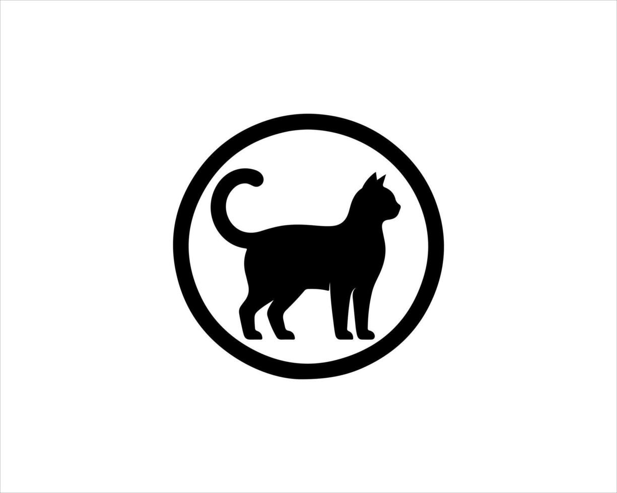 A black and white cat logo on a white background vector