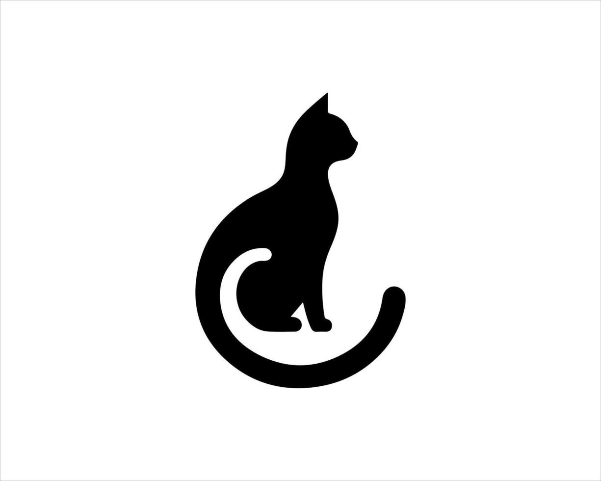A black and white cat icon on a white background vector