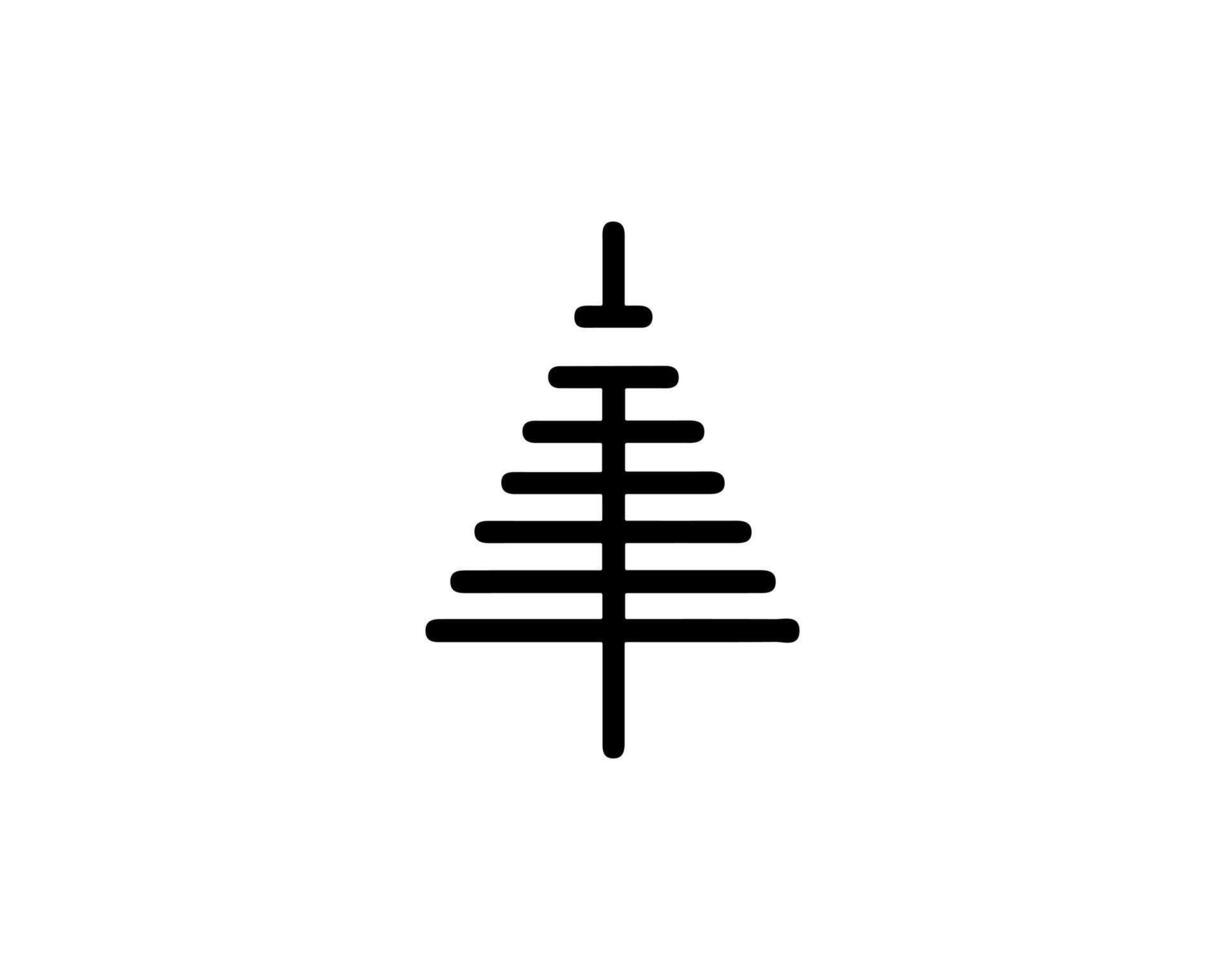 A black and white christmas tree icon vector