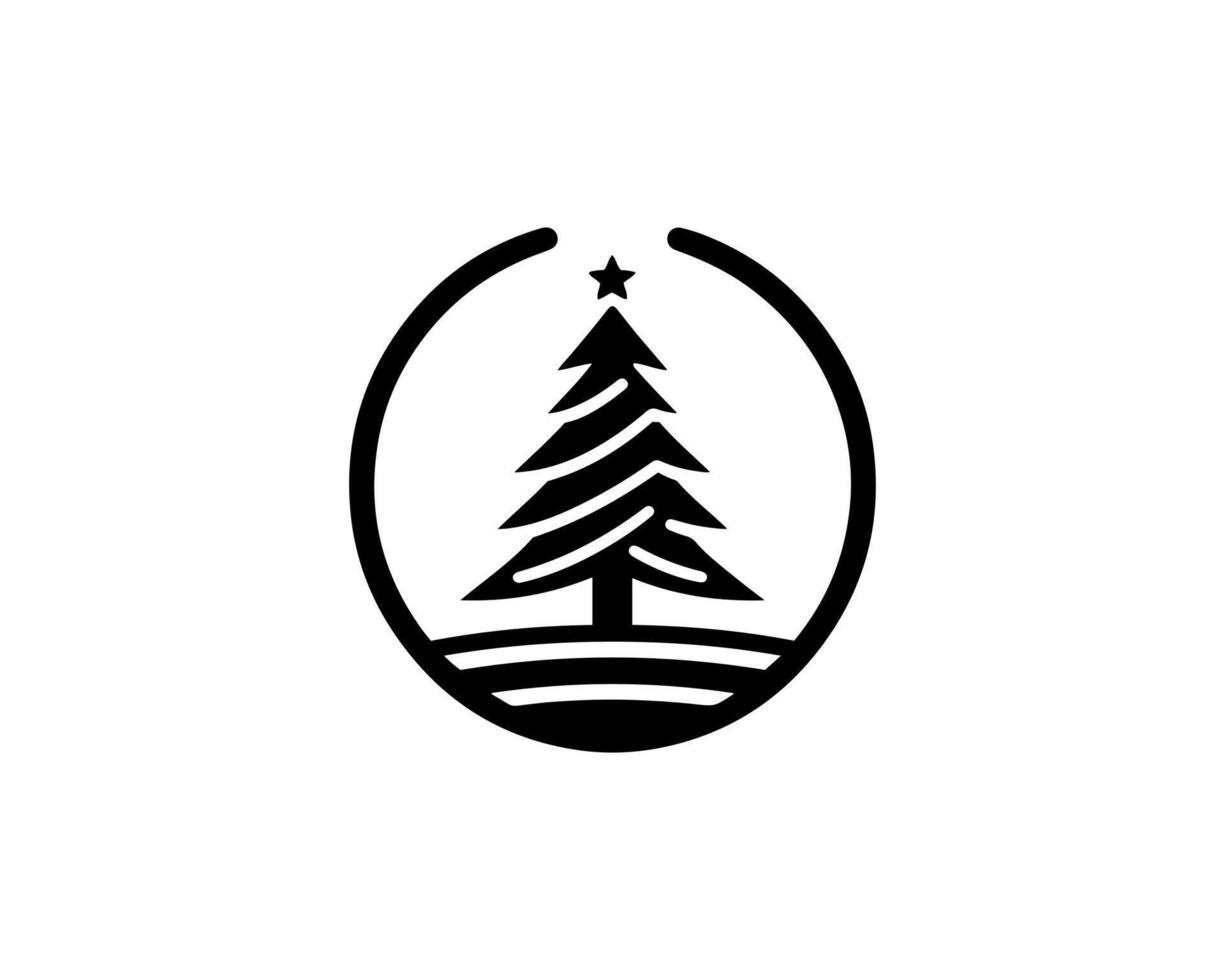 A black and white logo for a christmas tree vector