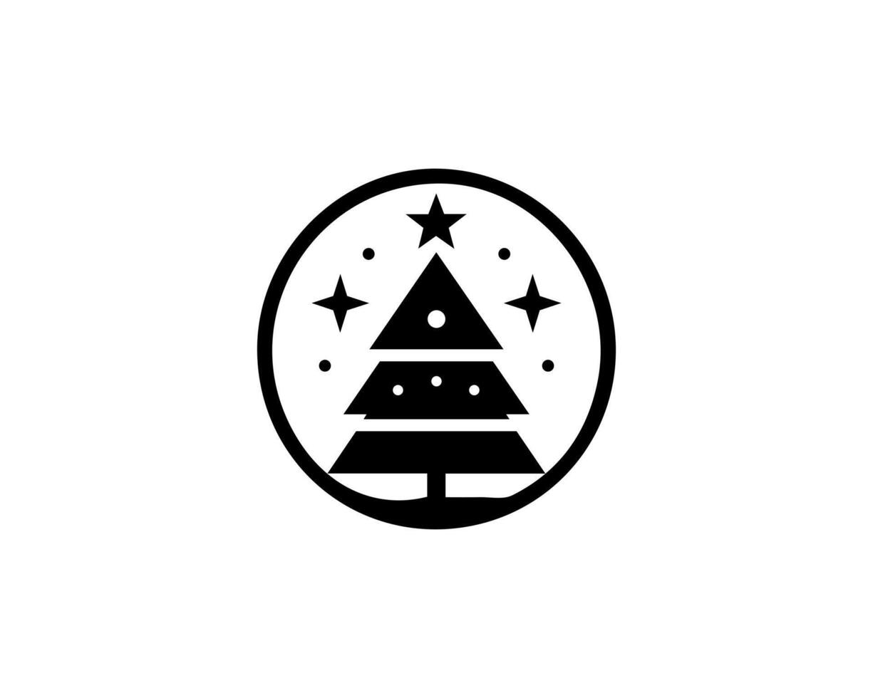 A black and white logo for a christmas tree vector