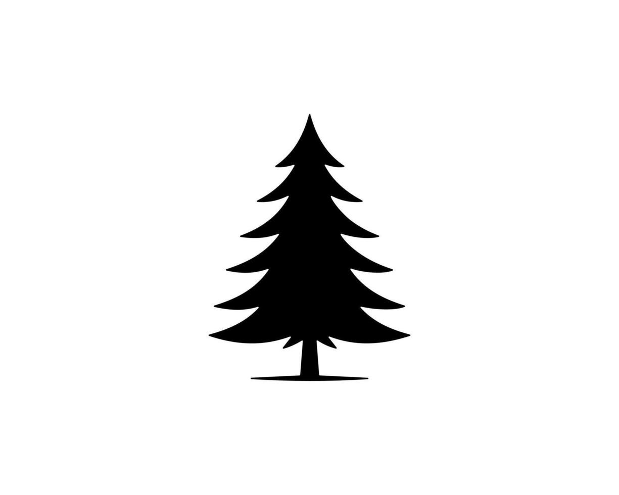 A black and white illustration of a pine tree vector