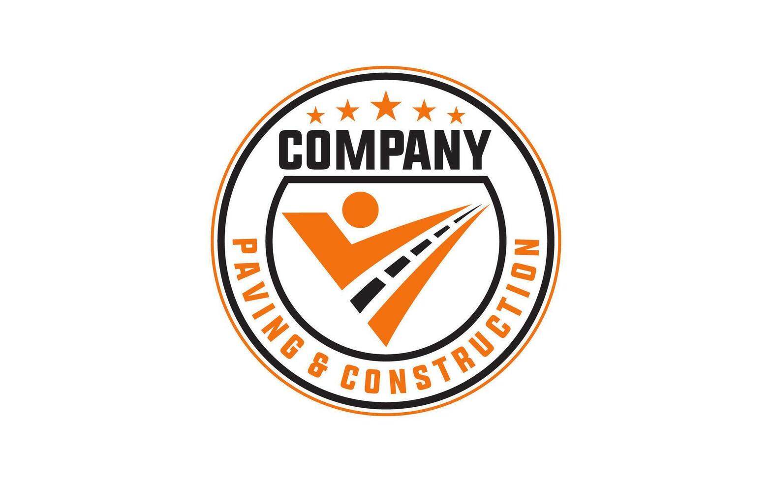 Emblem badge paving and construction, construction logo design vector