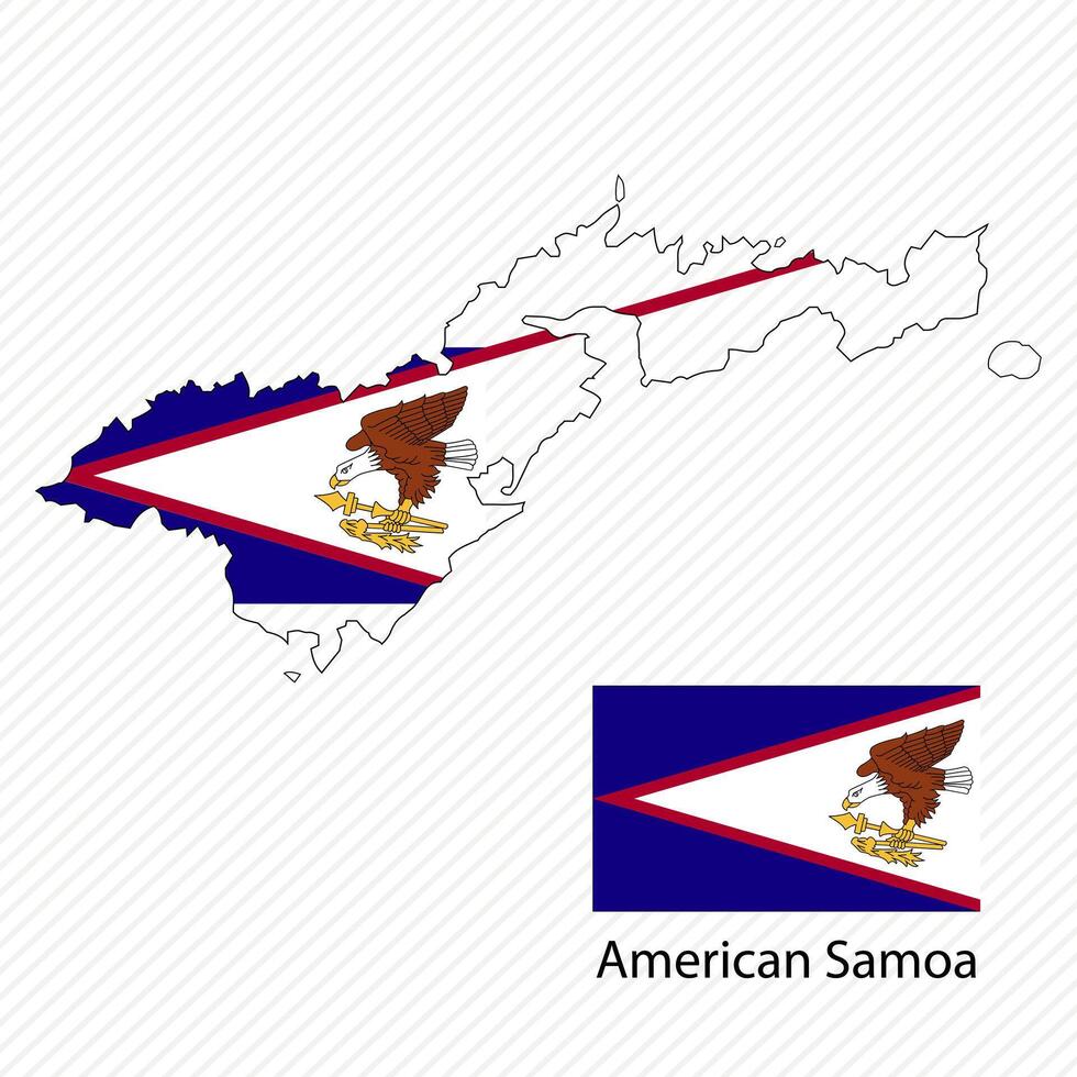 illustration with American Samoa national flag with shape of American Samoa map. Volume shadow on the map vector