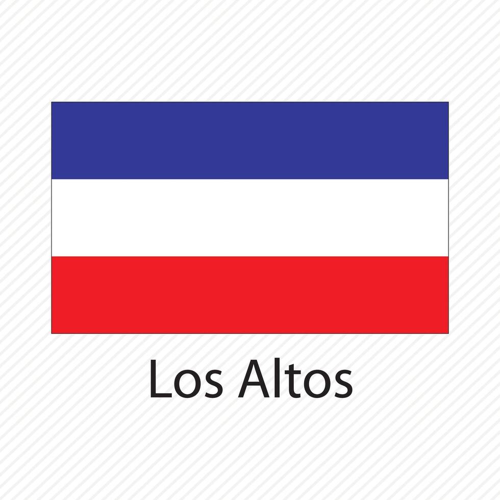 illustration with Los Altos national flag with shape of Los Altos map. Volume shadow on the map vector