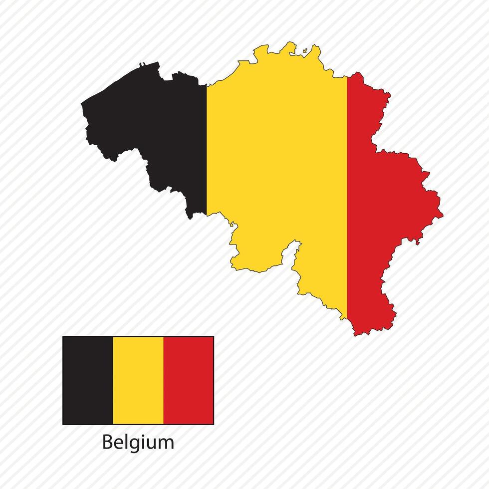 illustration with Belgium national flag with shape of Belgium map. Volume shadow on the map vector